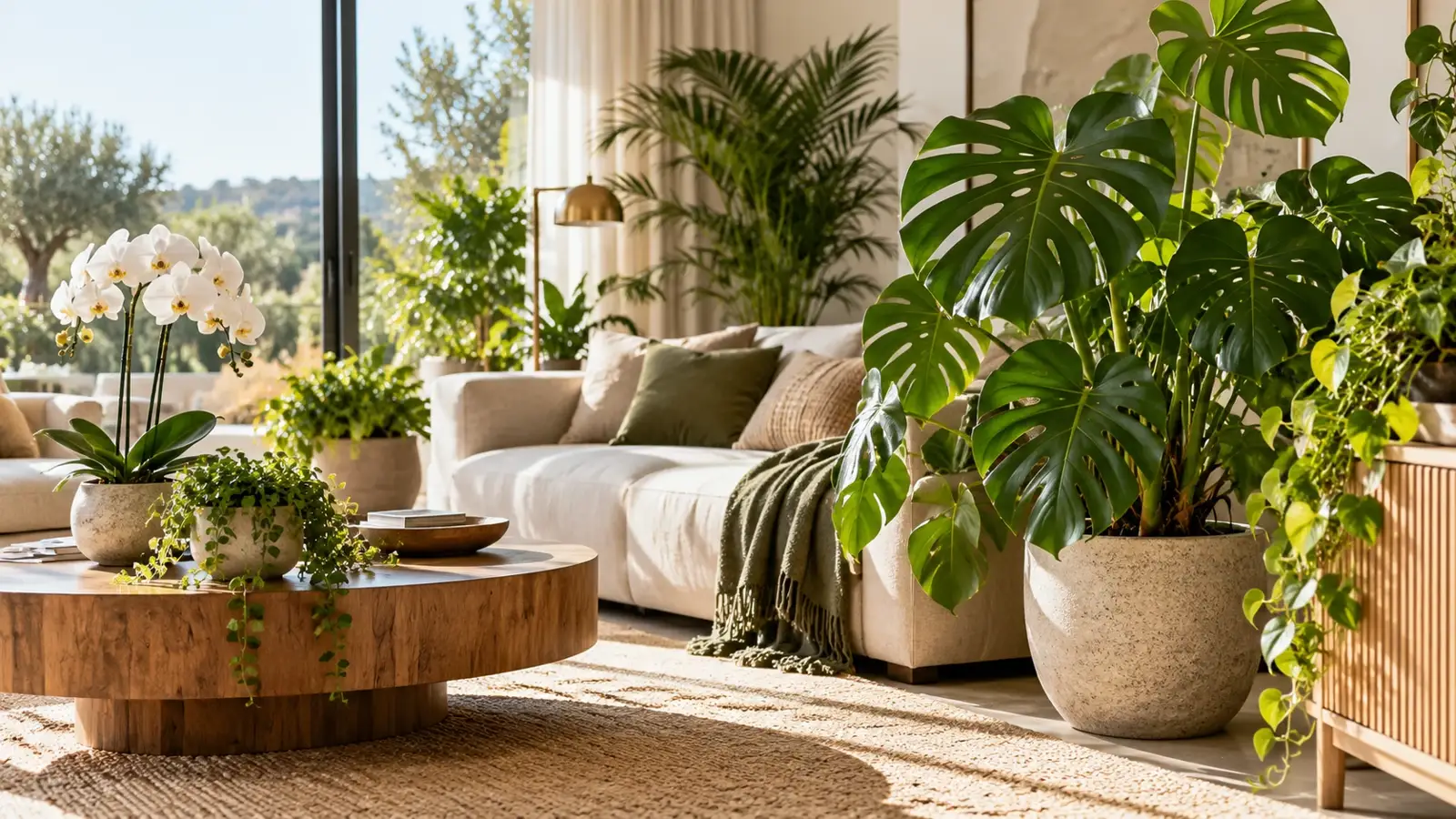 Plantas de interior numa sala contemporânea
